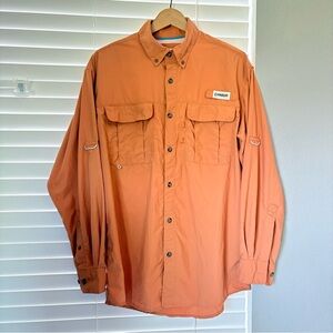 Magellan Long Sleeve Relaxed Fit Fish Gear Fishing Shirt Orange Men’s Size S